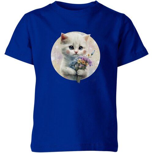 Футболка Us Basic, размер 8, синий детская футболка котенок с цветами 164 красный