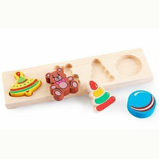 Деревянная рамка-вкладыш для малышей, развивающая игрушка "Игрушки" 1