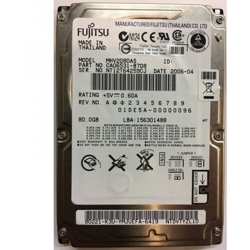 Жесткий диск Fujitsu MHV2080AS 80Gb 5400 IDE 25 HDD 1793000₽