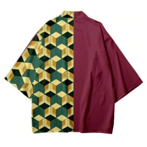 фото Карнавальные костюмы кардиган шелковый оверсайз кимоно накидка хаори бордовый аниме японский стиль размер xl (175-190) vlasov