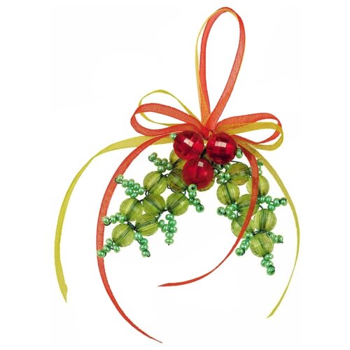 фото В201 набор для бисероплетения риолис 'новогоднее украшение 'остролист' 5*5см