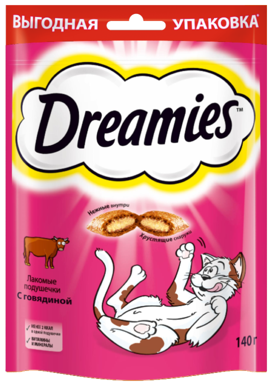 Лакомство для кошек DREAMIES с говядиной, 140гр