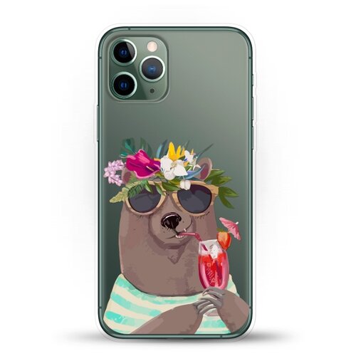 фото Силиконовый чехол медведь с коктейлем на apple iphone 11 pro andy & paul