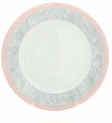 Блюдо мелкое 30 см, "Jana", декор "Серый мрамор с розовым кантом"