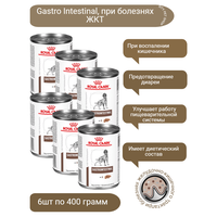 Влажный корм для собак Royal Canin Gastro Intestinal, при болезнях ЖКТ 1 уп. х 6 шт. х 400 г