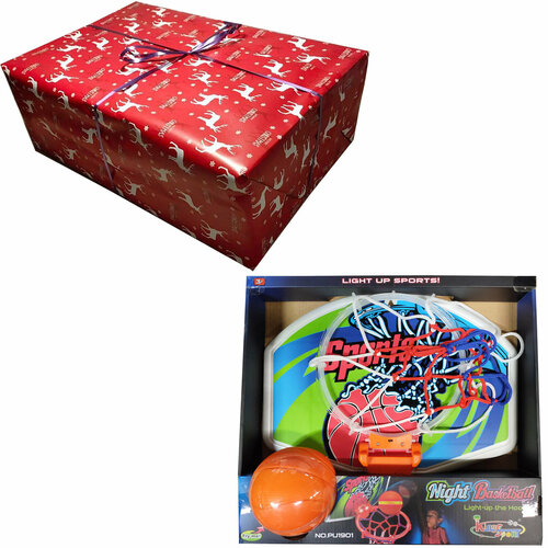 Баскетбольное подвесное кольцо светящиеся 2 режима щит мяч мягкий в яркой подарочной упаковке