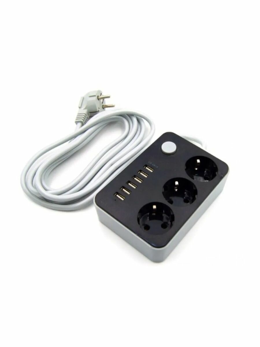 Удлинитель настольный на 3 розетки и 6 USB