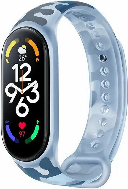 Силиконовый матовый прозрачный ремешок на фитнес трекер Xiaomi Mi Band 5, 6 и 7 / Спортивный сменный браслет для умных смарт часов Сяоми Ми Бэнд 5, 6 и 7 / Синий