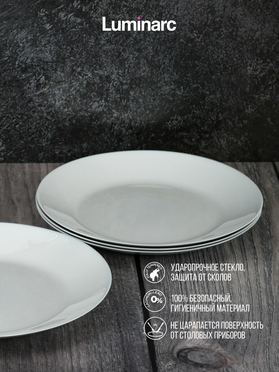Тарелка обеденная LUMINARC "лили гранит" 25 см, 1 штука, для ПММ и СВЧ — фото 1