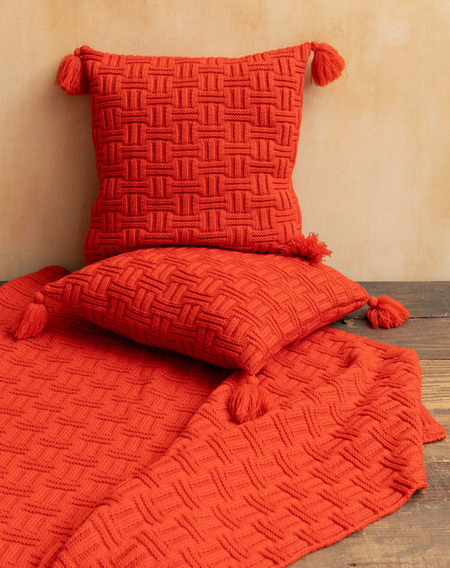 Декоративная подушка BRIGHT, размер 40x40, вязаная, цвет красный