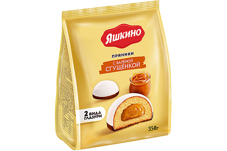 «Яшкино», пряники с варёной сгущёнкой, 350 г, 2 штуки