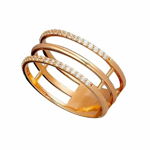 Кольцо JEDA, красное золото, 585 проба, фианит, размер 16.5