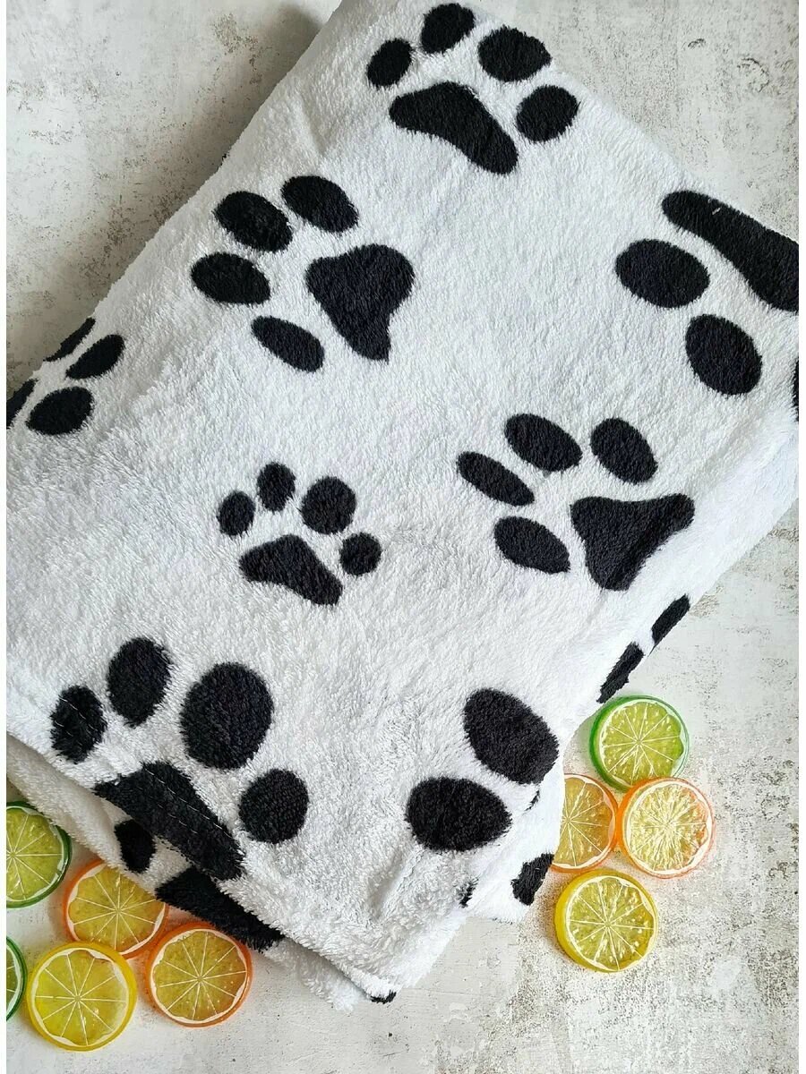 фото Плед 2-спальный флисовый 180х200 см, Лапки черные