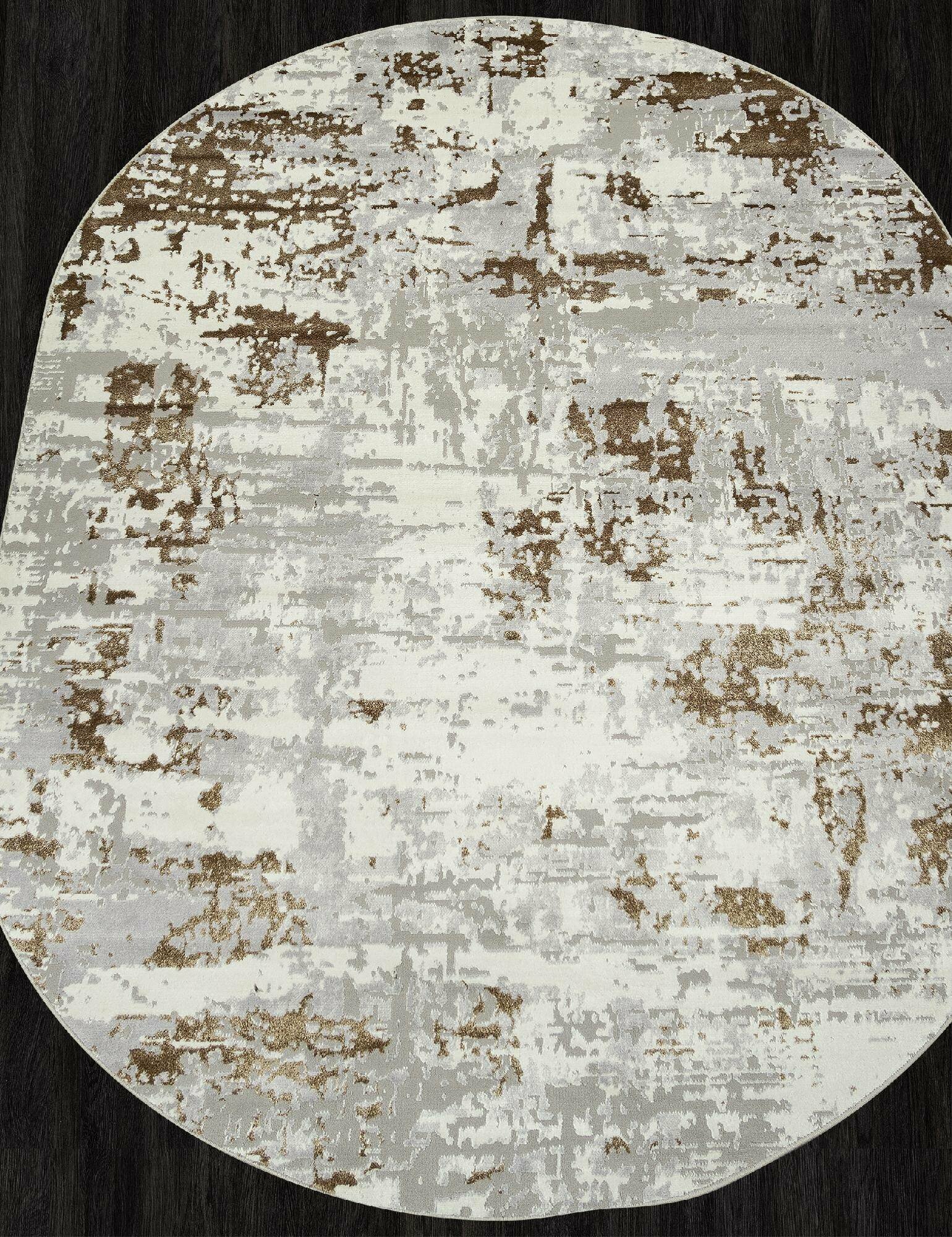 Ковер Овальный на пол в гостиную в спальню 200х400 см современный ворс 10 мм 326119 KoverVDom