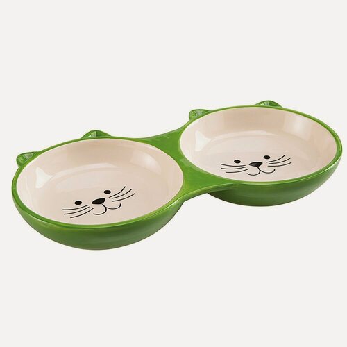 Изображение товара Миска для кошек Ferplast IZAR керамическая с ушками двойная, 0,23 л
