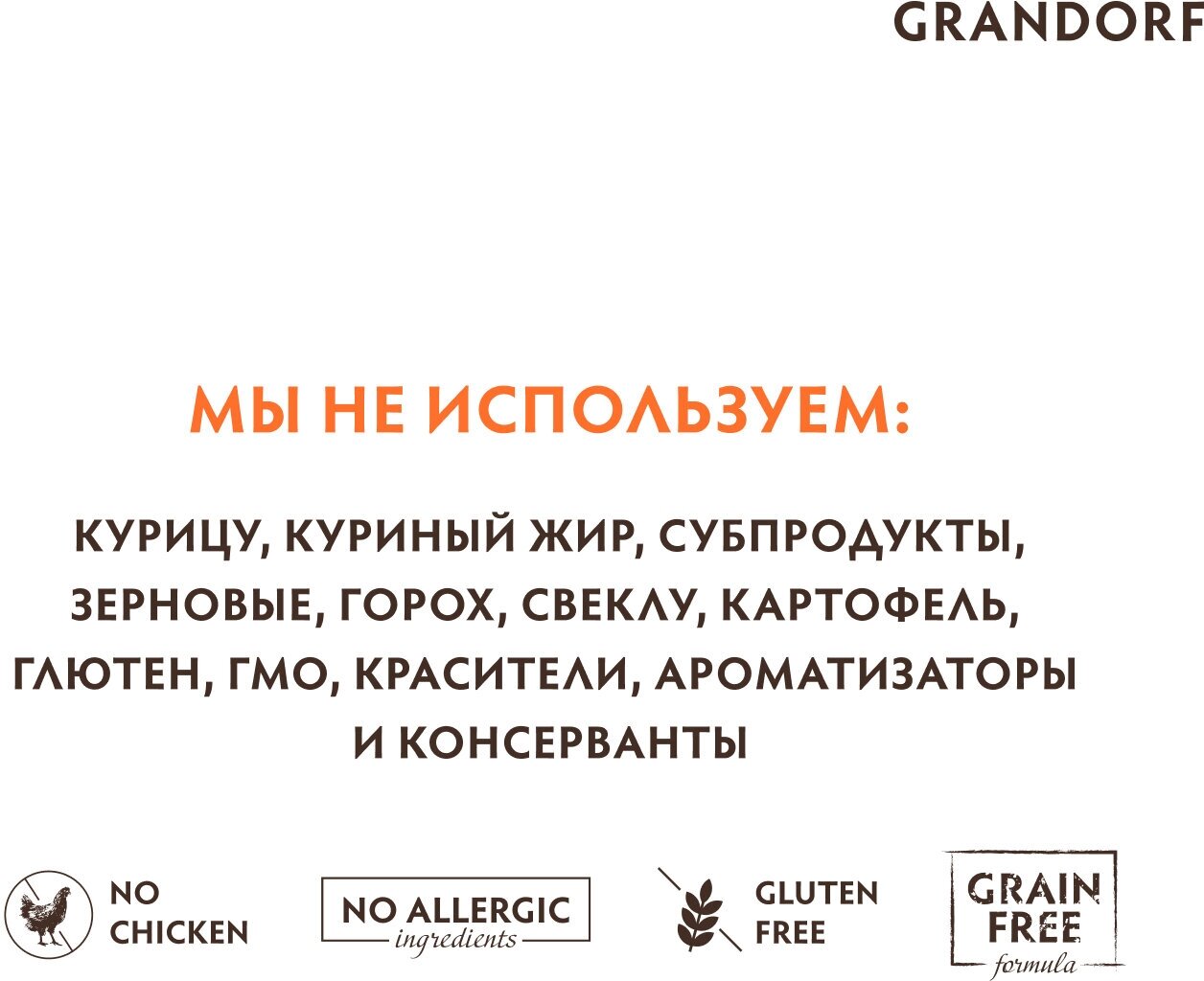 Сухой корм грандорф Утка с бататом 10 кг для собак Средних и крупных пород, Grandorf — фото 1