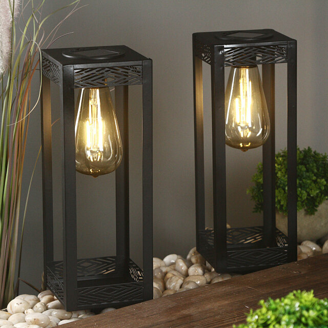 Садовые фонари на солнечной батарее Solar Ravenna 28*10 см 2 шт черные IP44 Kaemingk 897428-1