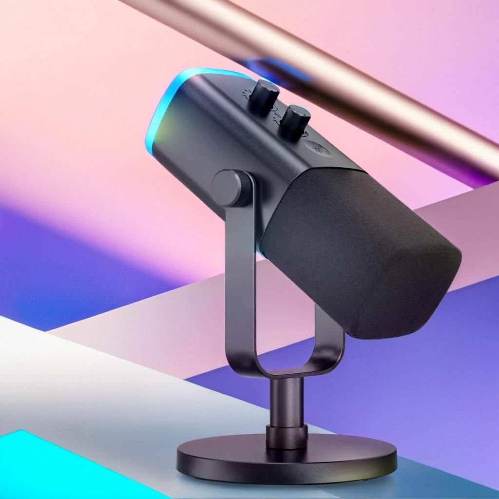 Микрофон FIFINE AM8, динамический с RGB подсветкой, USB / XLR, Black — фото 1