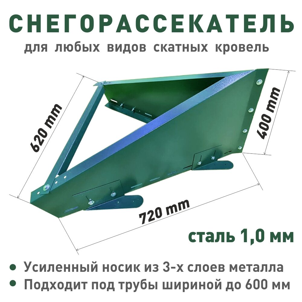 Снегорассекатель для защиты труб на крыше, зеленый