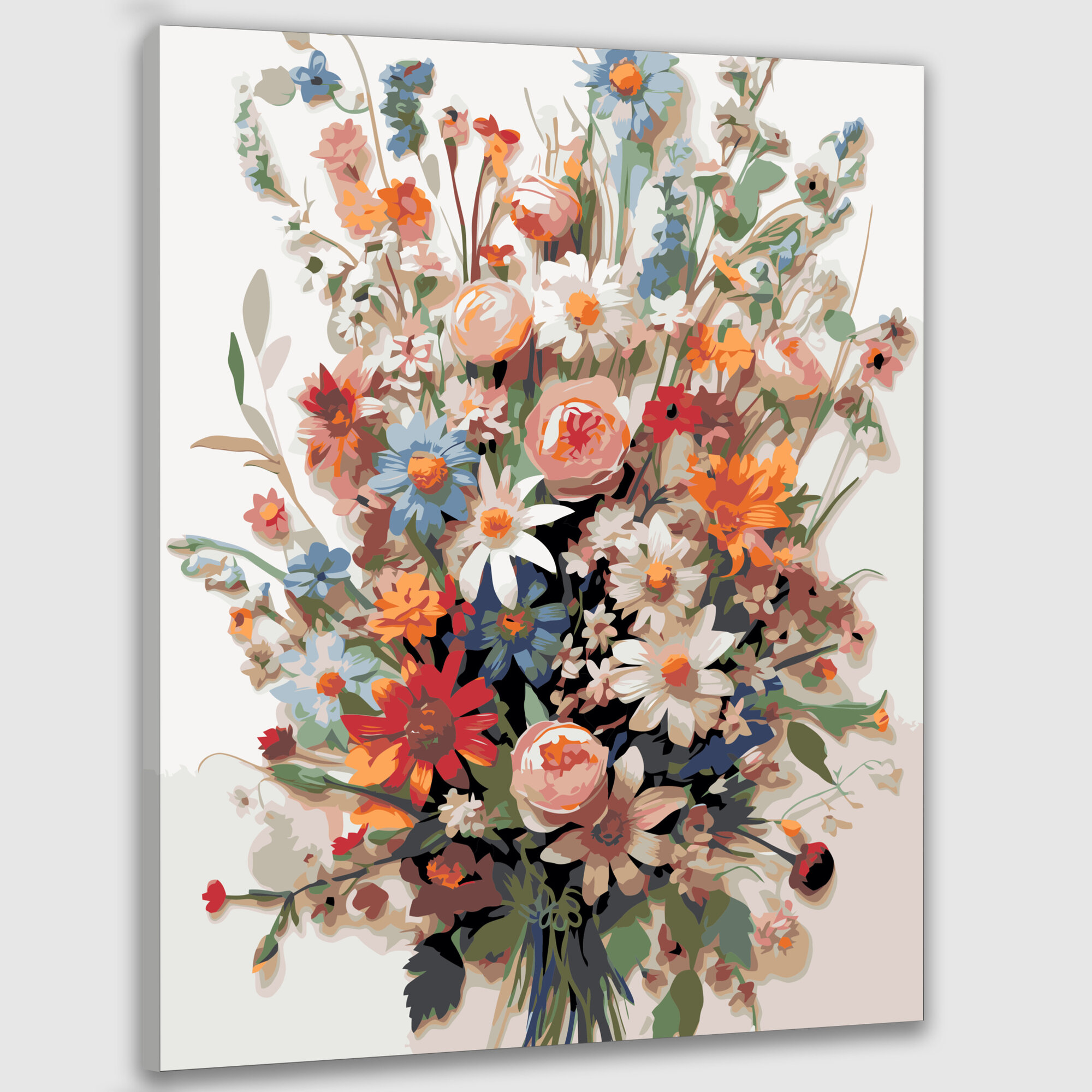 Картина по номерам 40x50 см картина смешанная техника полевые цветы ваза ручной работы лепестки узоры