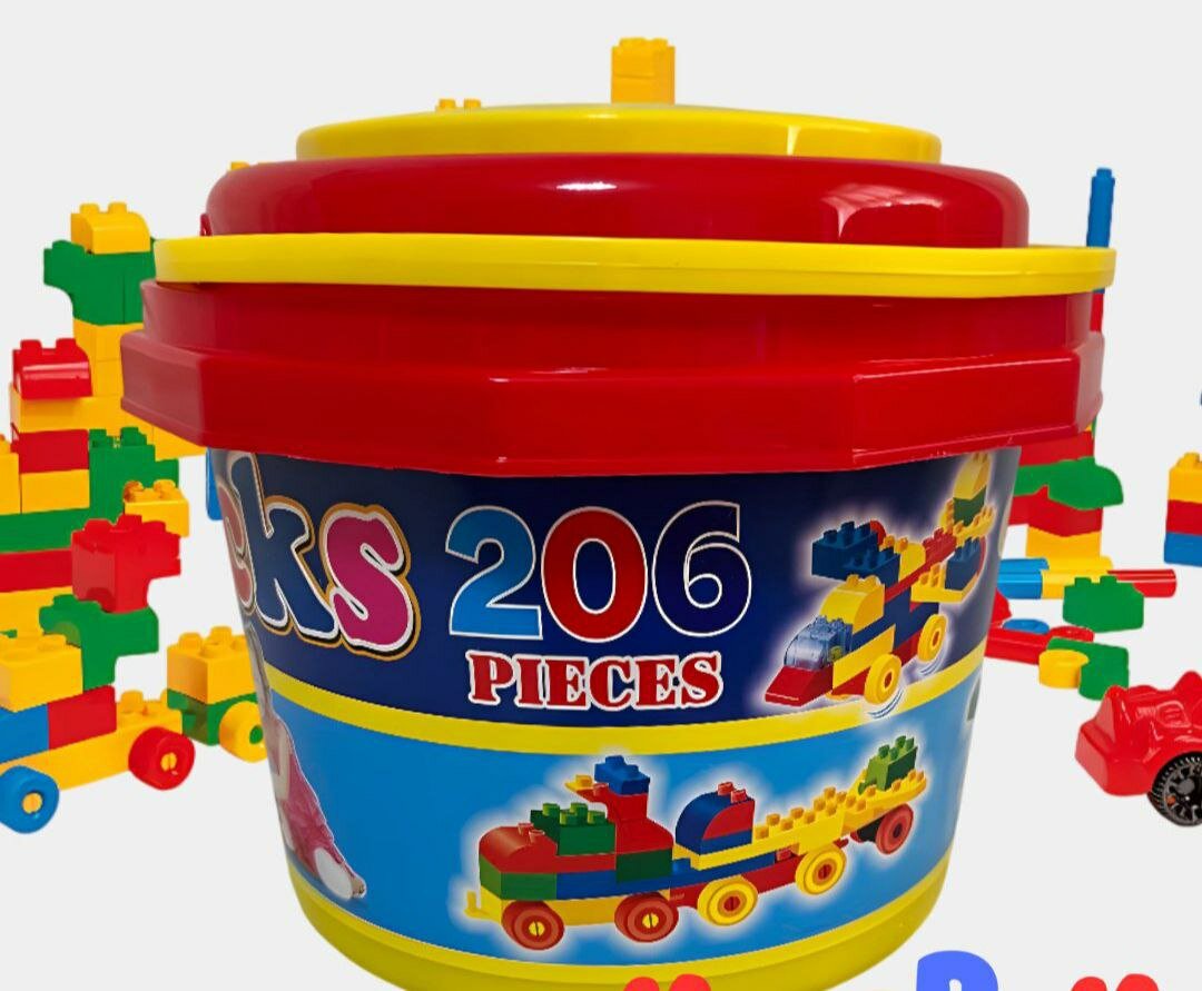 Лего, конструктор, игрушки для детей, с ведром, развивающий, прочный