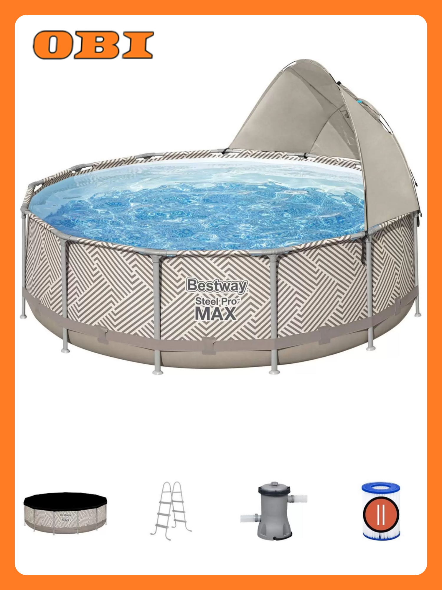 Бассейн каркасный круглый Bestway Steel Pro Max 396х396х107 см