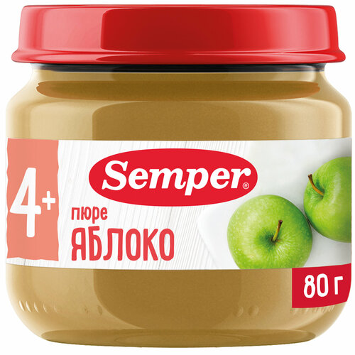 Пюре Semper Яблоко, с 4 месяцев, 80 г