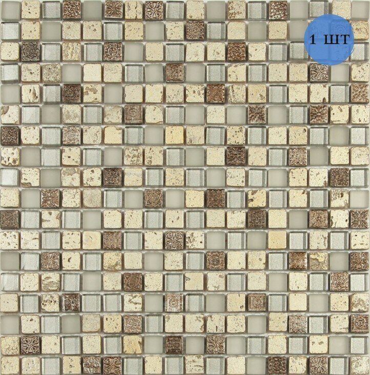 Мозаика (стекло, керамика, травертин) NS mosaic S-821 30,5x30,5 см 1 шт (0,093 м²)