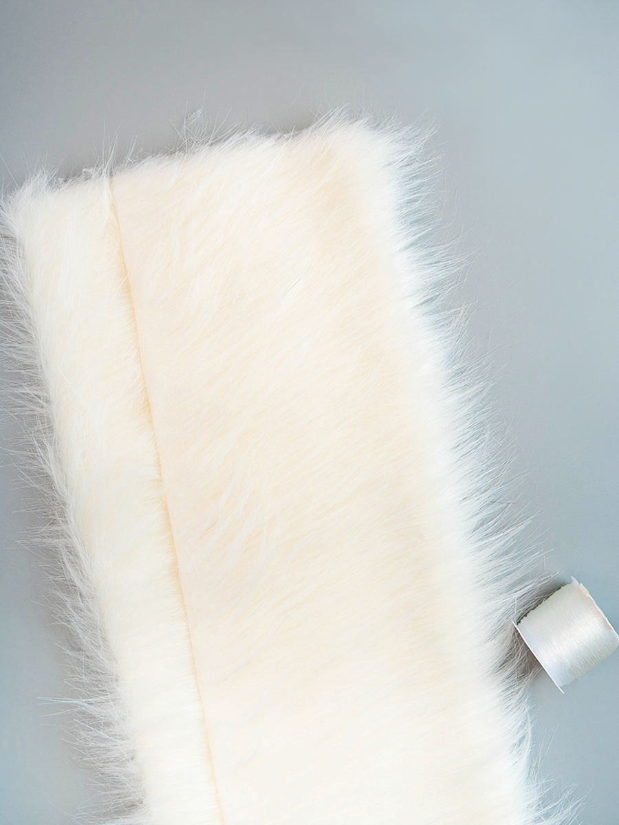 Лоскут для рукоделия, мех длинноворсовой на трикотажной основе, 50*50 см, цвет белый