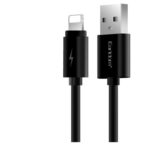 USB кабель Earldom EC-109I Lightning 8-pin, 1м, TPE (черный) кабель usb 8 pin earldom ec 060 1 0м круглый 2 1a ткань цвет красный чёрная вставка