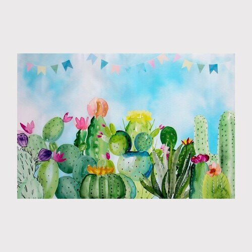 Фотофон винил Цветущие кактусы 120х80 см 694₽