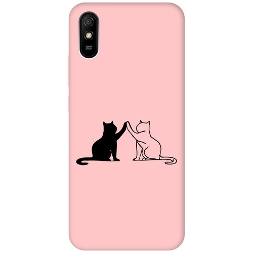 Силиконовый чехол на Xiaomi Redmi 9A, Сяоми Редми 9А Silky Touch Premium с принтом Cats светло-розовый матовый soft touch силиконовый чехол на xiaomi redmi 9a сяоми редми 9а с 3d принтом raccon in a hollow черный