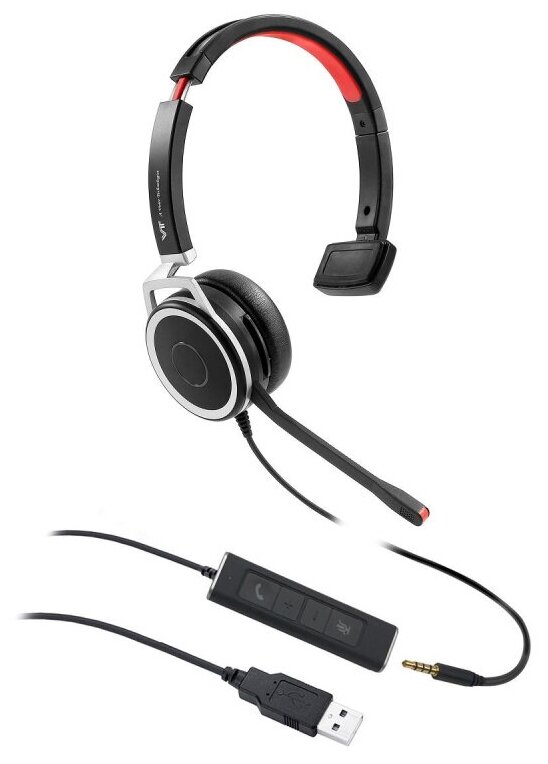 Гарнитура головная VT X208, Моно, HD звук, разъемы 3,5 мм Jack и USB, 1 шт.