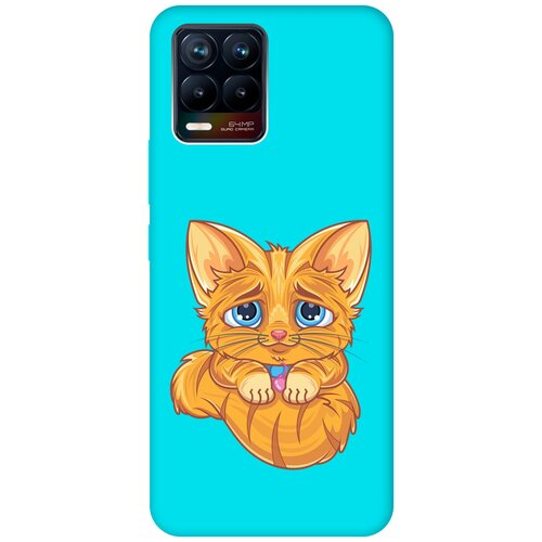 Матовый чехол Sad Cat для Realme 8 / 8 Pro / Рилми 8 / 8 Про с 3D эффектом бирюзовый матовый чехол lady unicorn для realme 8 8 pro рилми 8 8 про с 3d эффектом бирюзовый