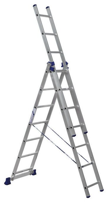 Трехсекционная универсальная лестница алюминиевая Алюмет H3 5307 3x7 ступеней