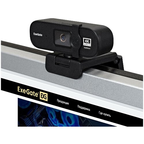 Веб-камера ExeGate Stream HD 4000 4K UHD T-Tripod (EX287383RUS) exegate ex287384rus веб камера exegate blackview c310 матрица 1 3 0 3 мп 640х480 480p шторка usb фиксированный фокус микрофон с шумоподавление