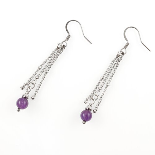 Серьги цепочки Алёна Китаева Нави, аметист, размер 60 мм, фиолетовый