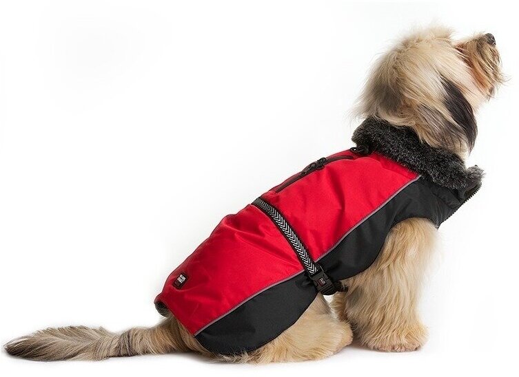 Dog Gone Smart Куртка зимняя, спинка 20 см, утепленная с меховым воротником Aspen Parka, красная