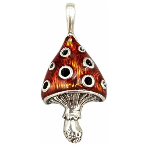 фото Подвеска яспис из серебра с эмалью "поганка" 0740п