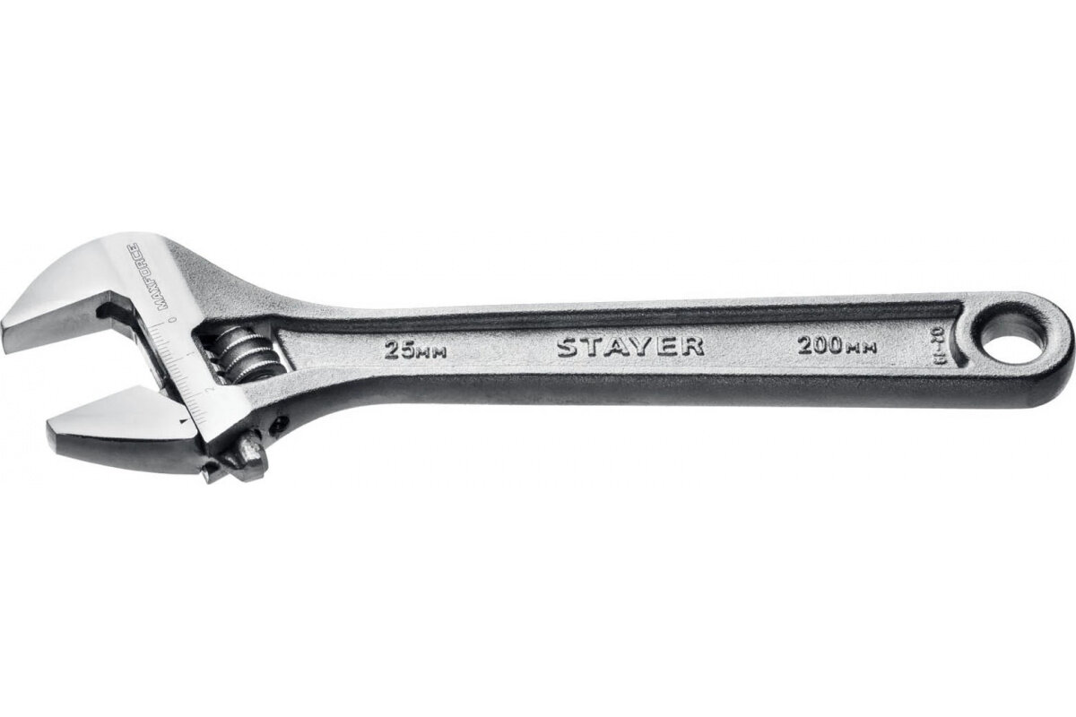 Ключ разводной 200/25 мм, MAX-Force STAYER