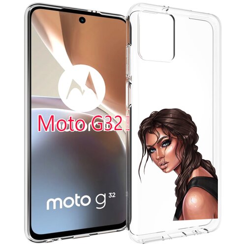 Чехол MyPads красивая-девушка-в-черной-майке женский для Motorola Moto G32 задняя-панель-накладка-бампер