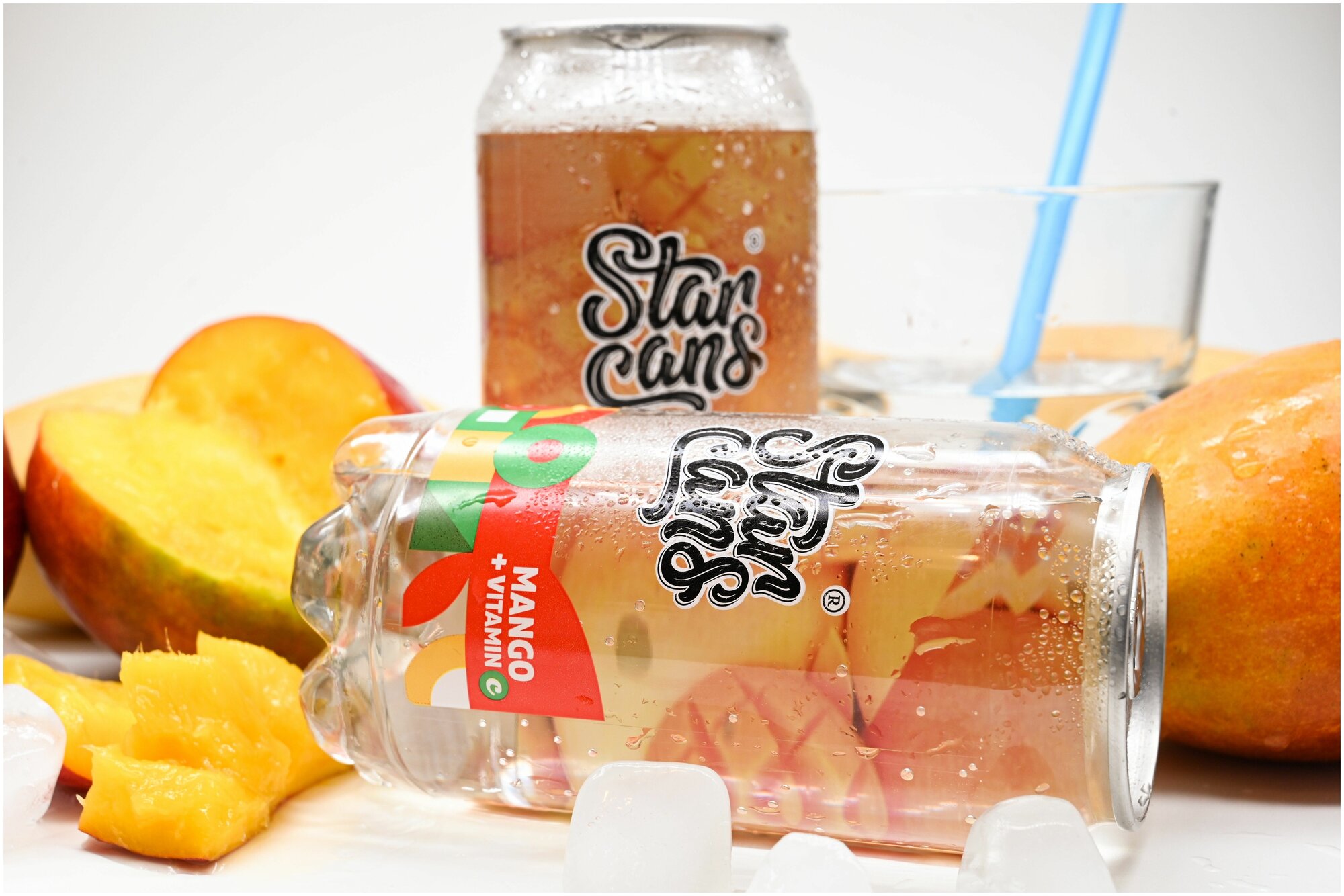 Напиток газированный со вкусом Манго StarCans Витаминная вода Лимонад с витаминами без Сахара без калорий - фотография № 1