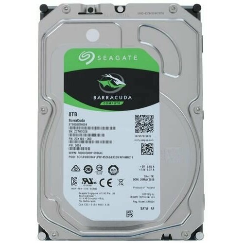 3.5 8 ТБ Жесткий диск Seagate BarraCuda (ST8000DM004) 3 5 6 тб жесткий диск wd red intellipower wd60efax sata iii 6 гбит с 5400 об мин кэш память 256 мб raid edition