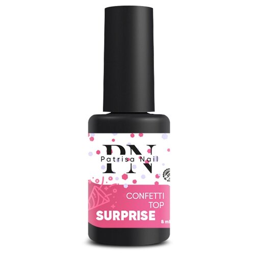 Patrisa Nail верхнее покрытие Confetti Top, Surprise, 8 мл patrisa nail верхнее покрытие kautschuk top прозрачный 8 мл