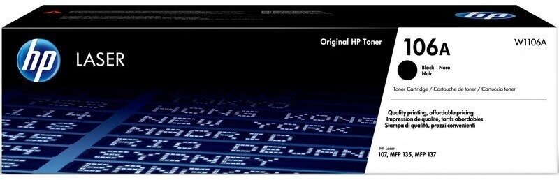 Тонер-картридж HP 106A W1106A, лазерный, черный, для принтера 107, MFP 135, 137 (W1106A)