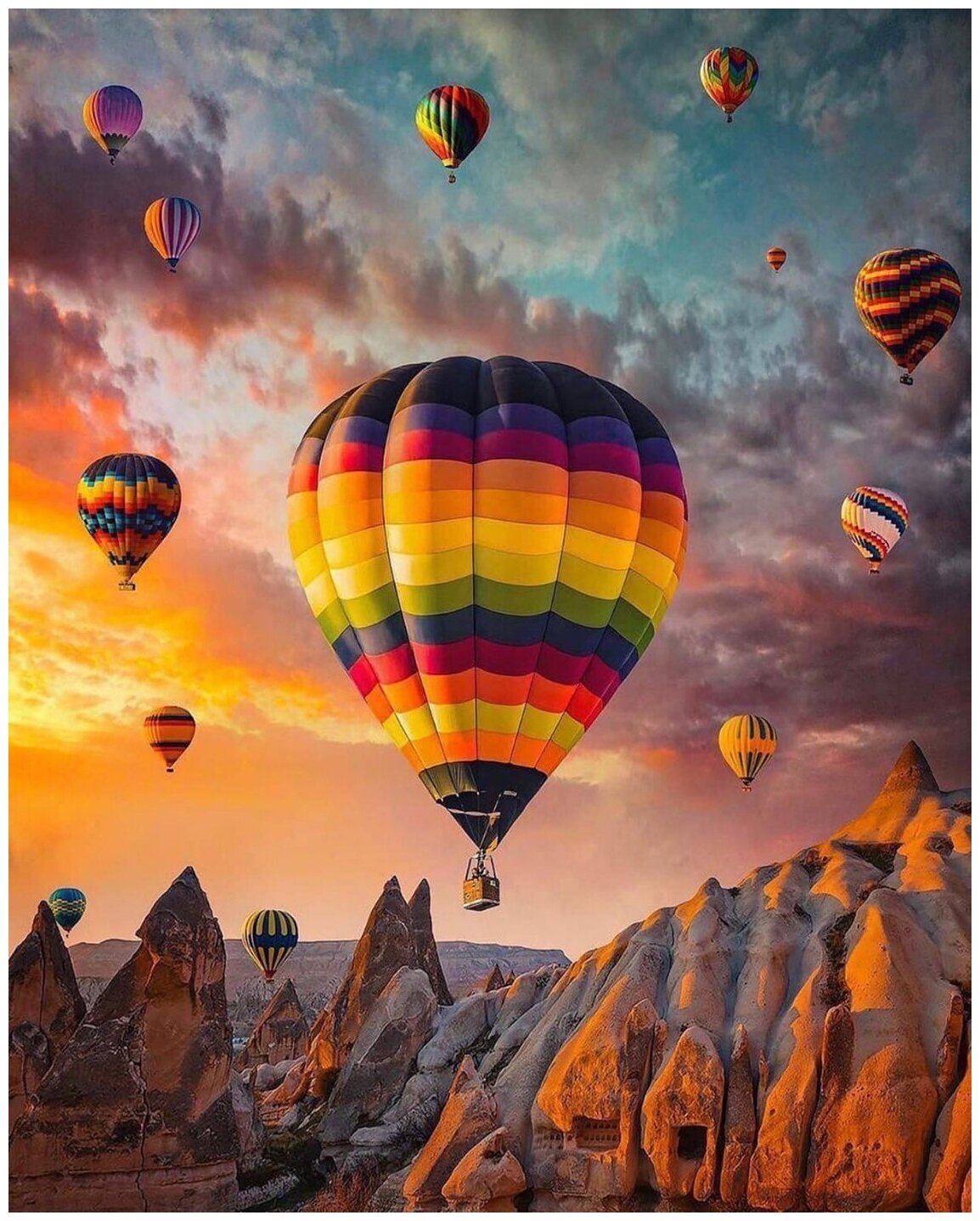 фото Алмазная мозаика на подрамнике 40х50, 50х40 воздушные шары пейзаж Алмазная живопись Алмазная вышивка, наборы с круглыми стразами полная выкладка