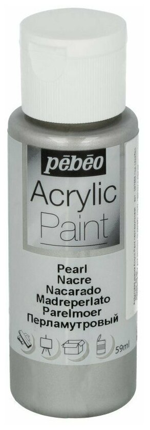 Краски акриловые PEBEO Acrylic Paint декоративная перламутровая 59 мл 097868 под серебро