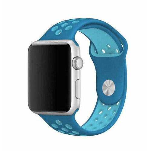 ОЕМ, Спортивный ремешок для Apple Watch 42/44мм, арт.011840, cиний/голубой