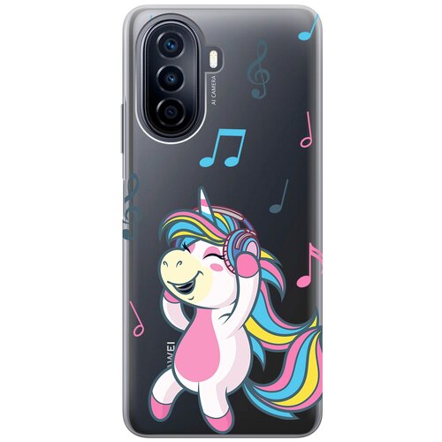 Силиконовый чехол с принтом Musical Unicorn для Huawei nova Y70 / Хуавей Нова У70 силиконовый чехол с принтом lady unicorn для huawei nova 3 хуавей нова 3