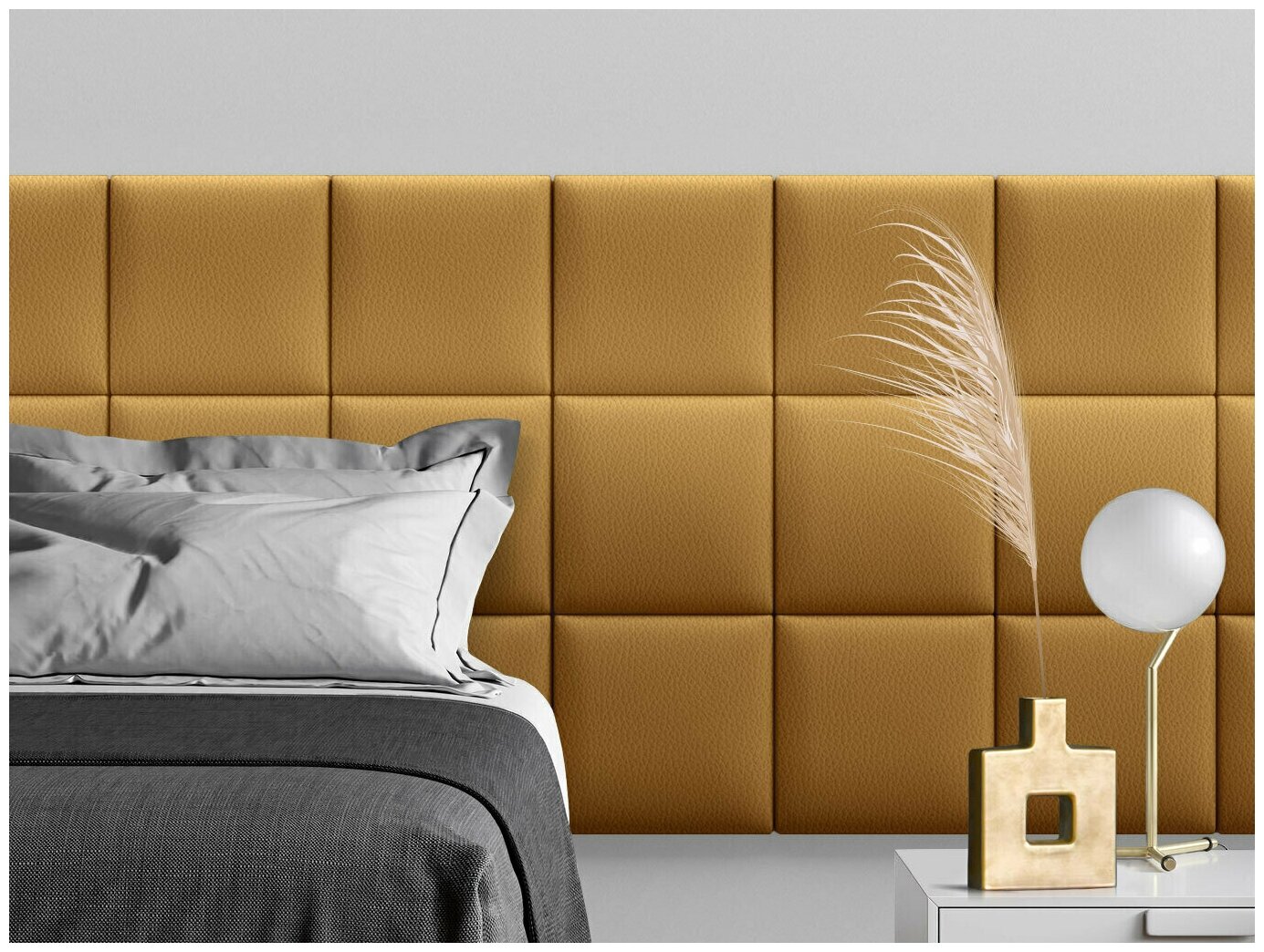 Панель кровати Eco Leather Gold 30х30 см 4 шт. - фотография № 2